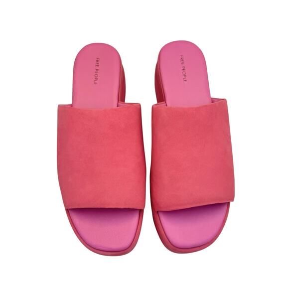 Free People Harbor Fuchsia Purple Nubuck Suede Leather Platform Slip On Shoes - Picture 4 of 12